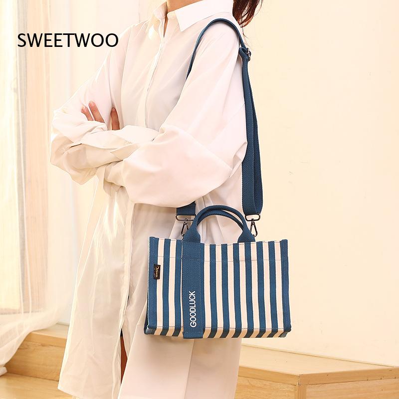 Women Hand Bags For Office - Sac fourre-tout en toile à rayures