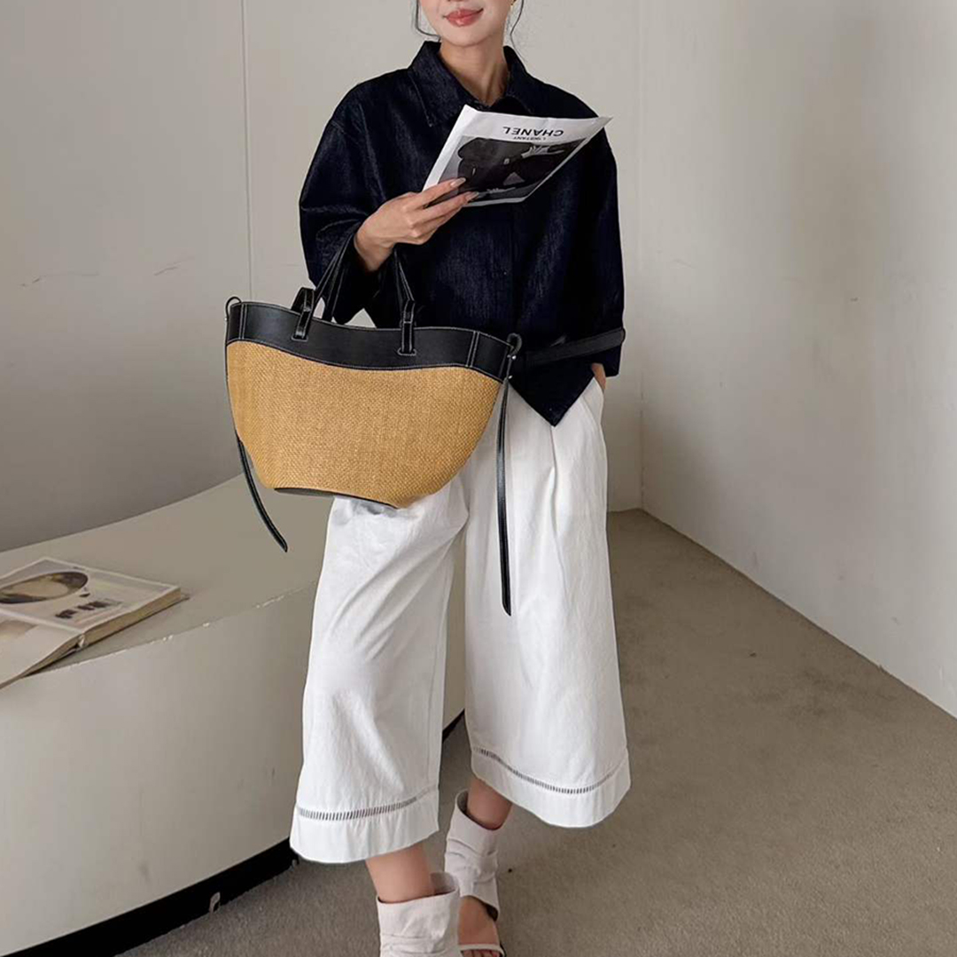Sac fourre-tout en cuir vérita - Women'S Raffia Bags avis et prix